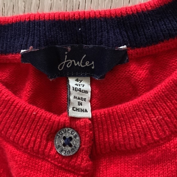 Jonles red silver cardigan unicorn size 4 girls holidays Christmas casual - Picture 2 of 7